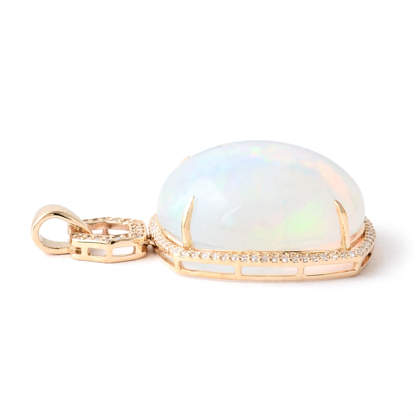 18.22 Ct Oval Cabochon Natural Opal 14K Gold Pendant