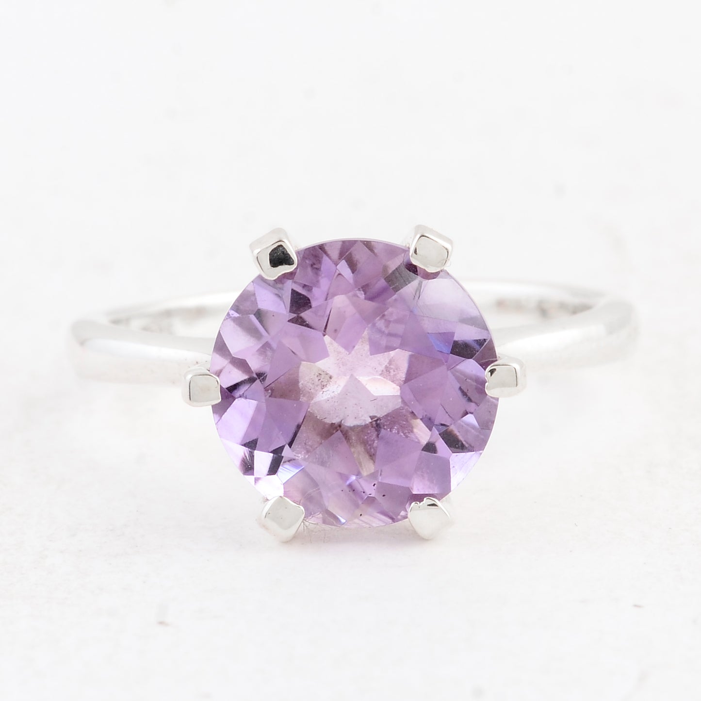 3.12 Ct Round Amethyst 925 Sterling Silver Ring