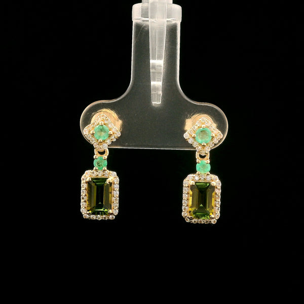 1.52 Ct Octagon Tourmaline 14K Gold Earrings