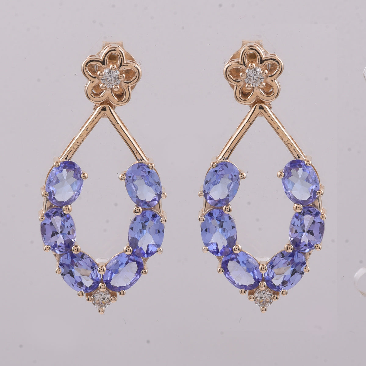 2.03 Ct Oval Natural Tanzanite 14K Gold Earrings
