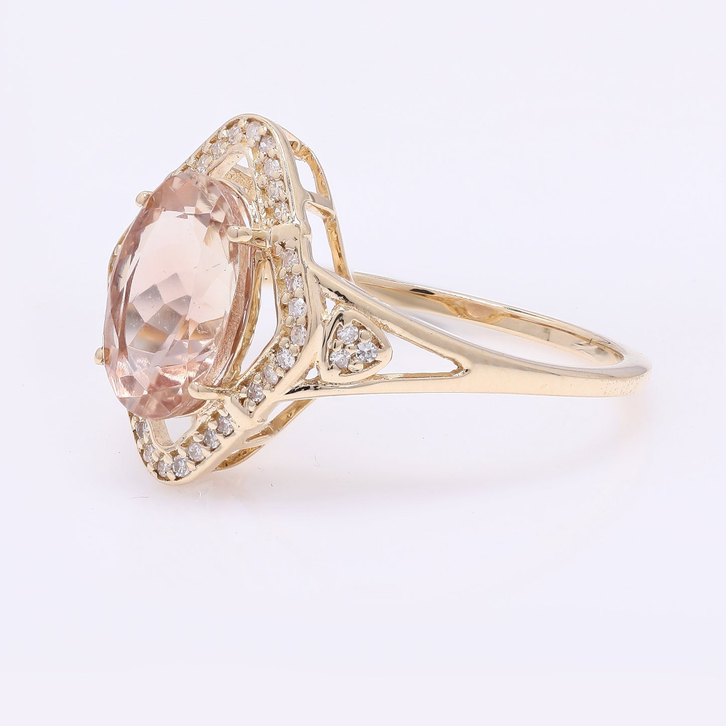 2.19 Ct Oval Mixed Cut Natural Plagioclase Feldspar Sunstone 14K Gold Ring