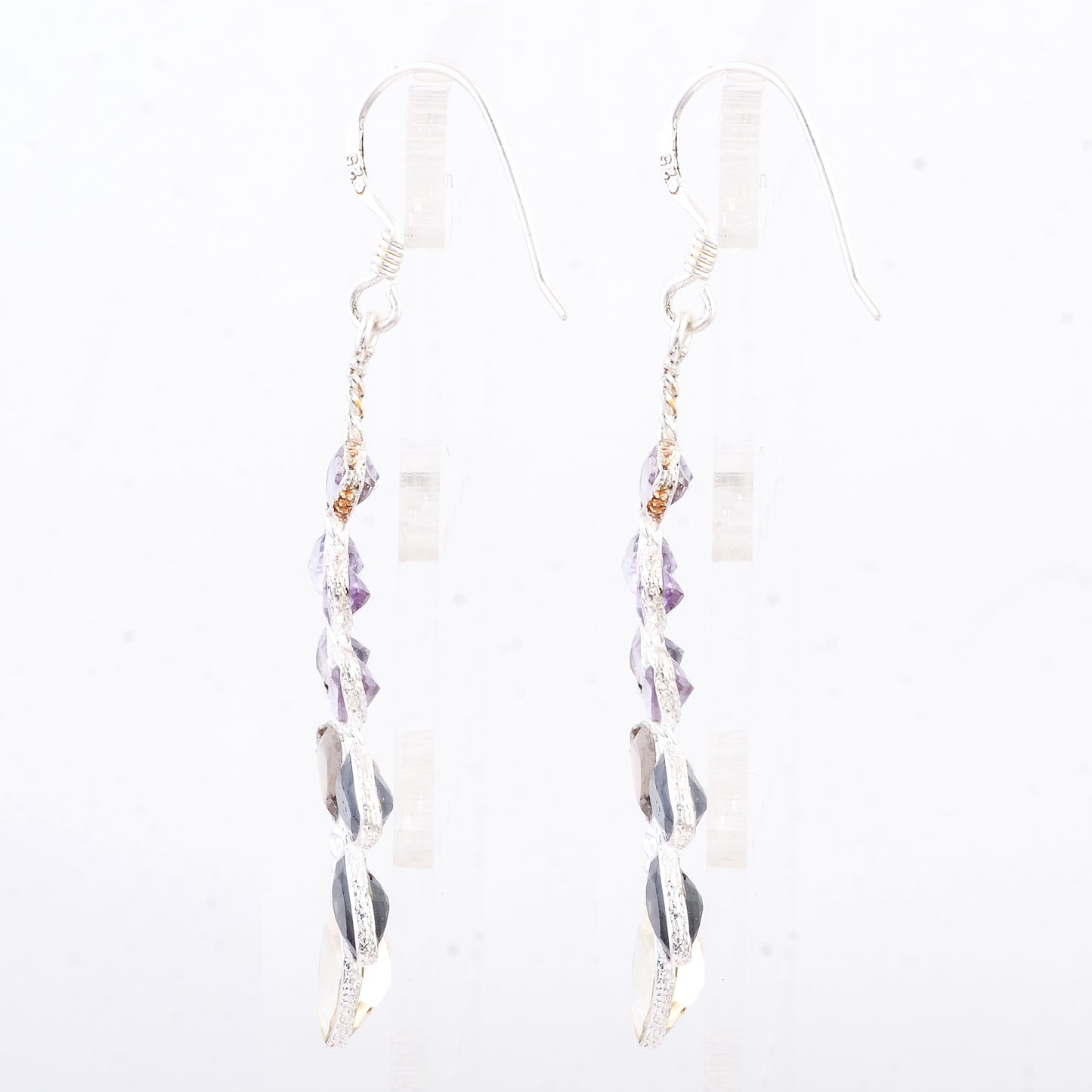 13.80 Ct Citrine, Smoky Quartz 925 Sterling Silver Earrings