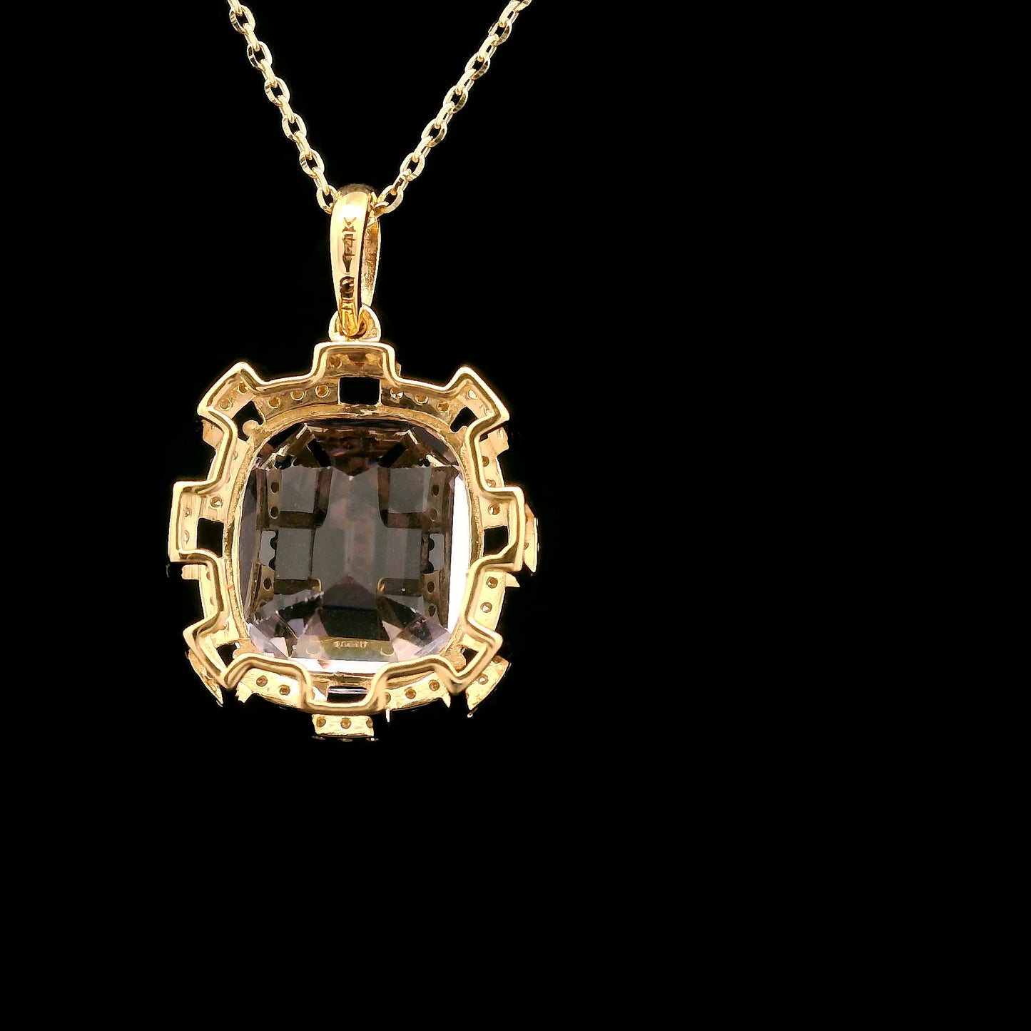 8.28 Ct Cushion Kunzite 14K Gold Pendant