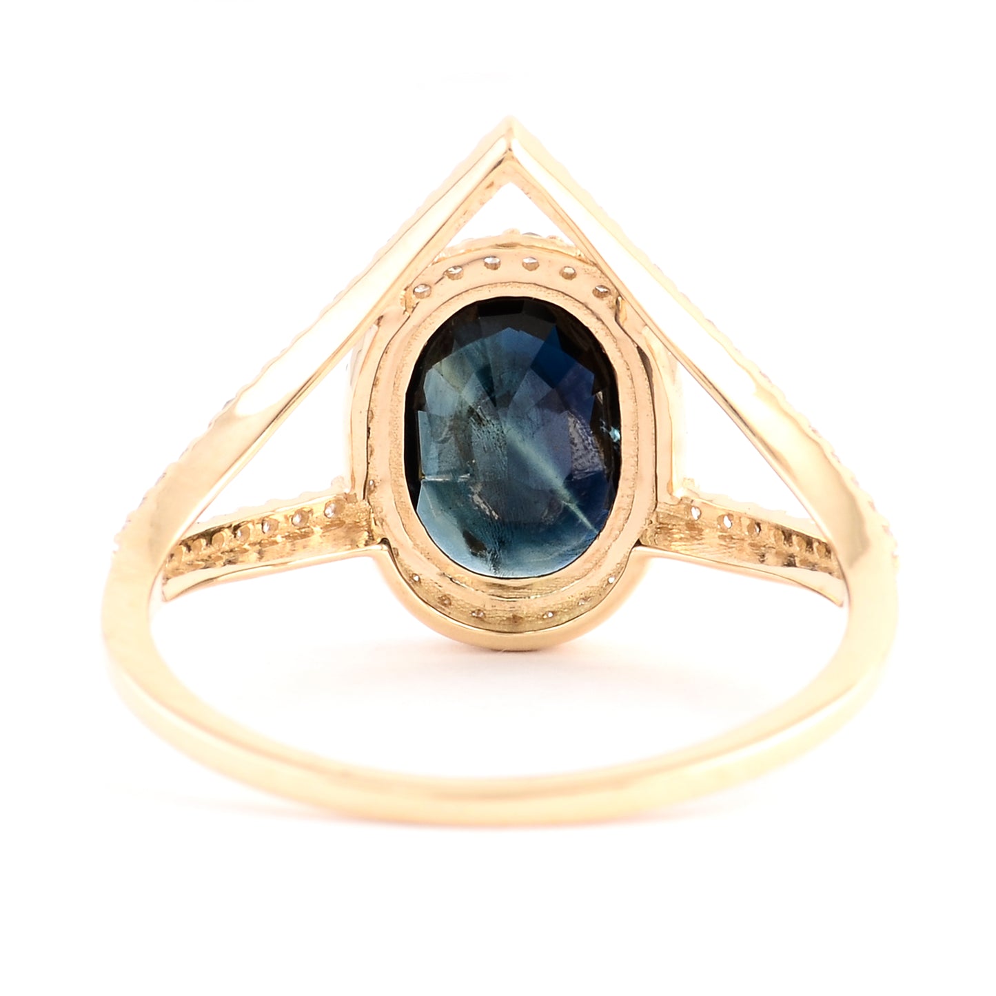 1.81 Ct Oval Mixed Cut Natural Corundum Sapphire 14K Gold Ring