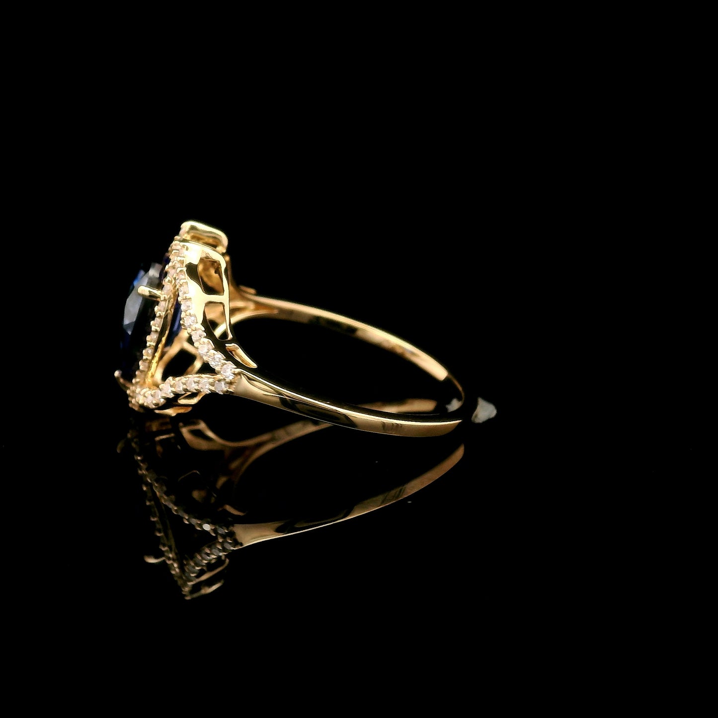 2.15 Ct Pear Mixed Cut Lab Grown Sapphire 14K Gold Ring