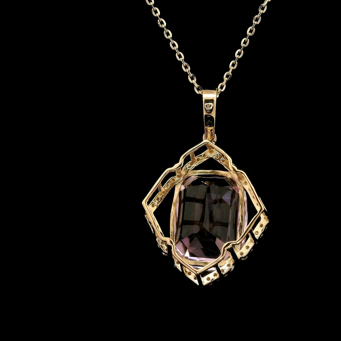 9.42 Ct Cushion Kunzite 14K Gold Pendant