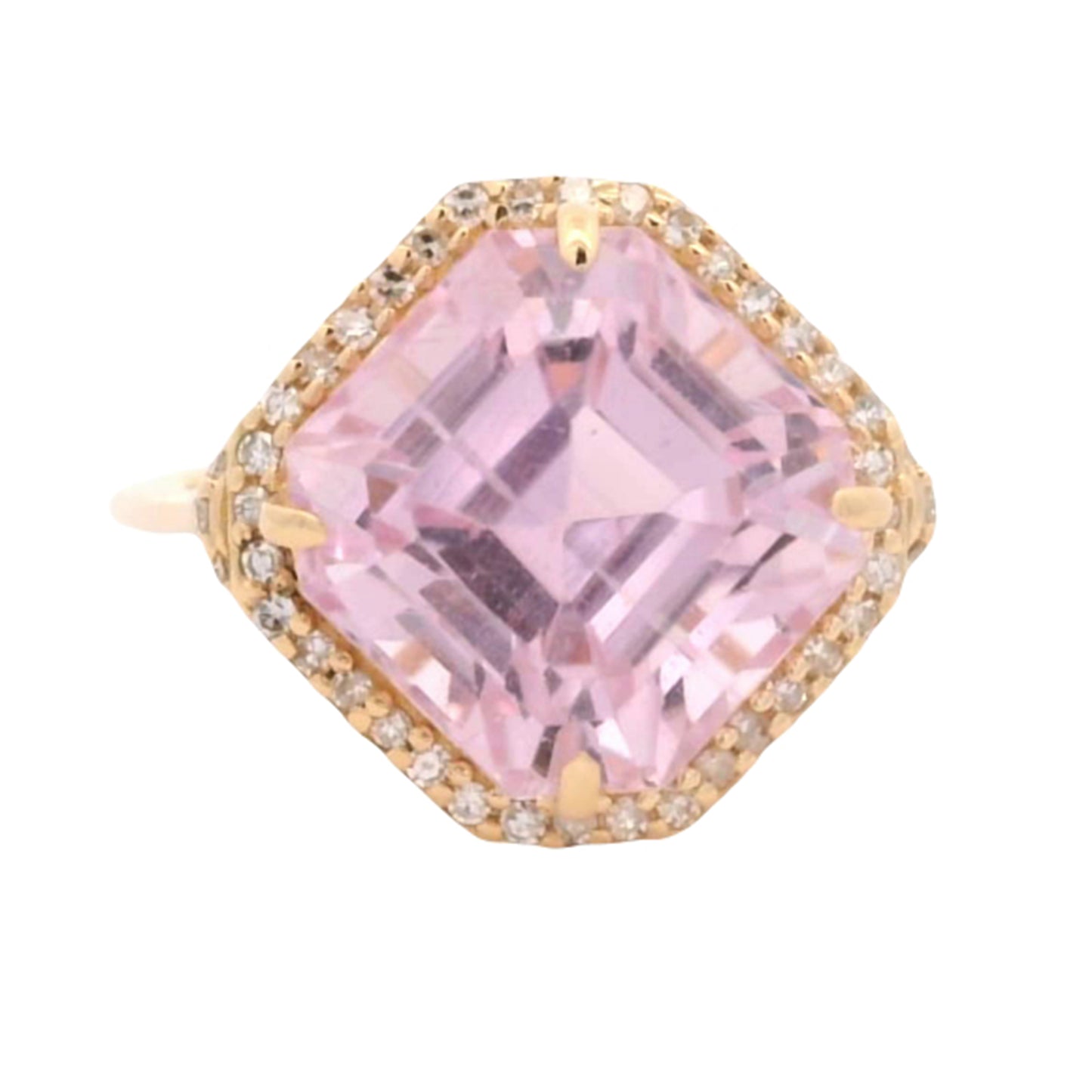 6.20 Ct Cushion Kunzite 14K Gold Ring