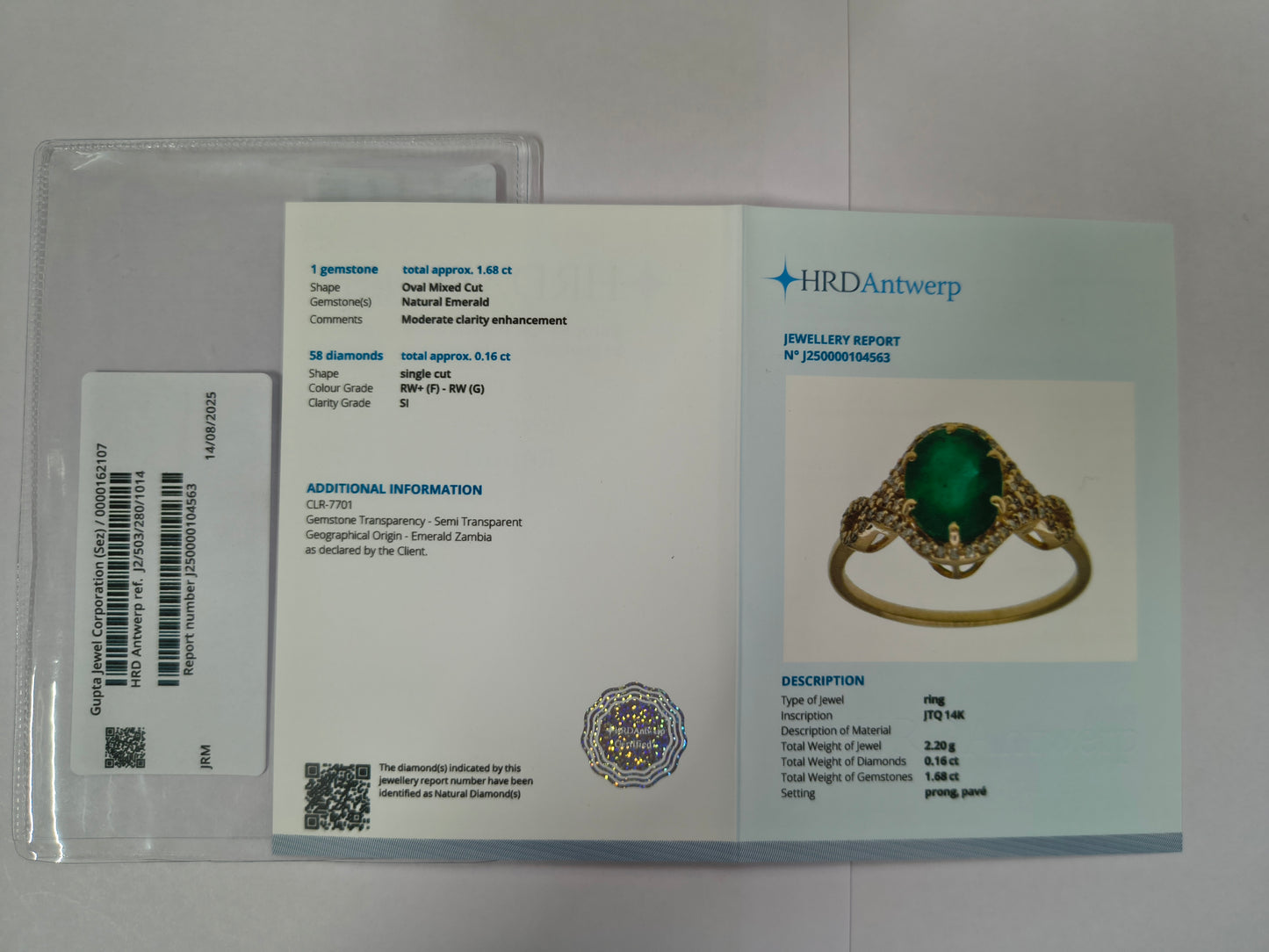 1.84 Ct Oval Mixed Cut Natural Emerald 14K Gold Ring