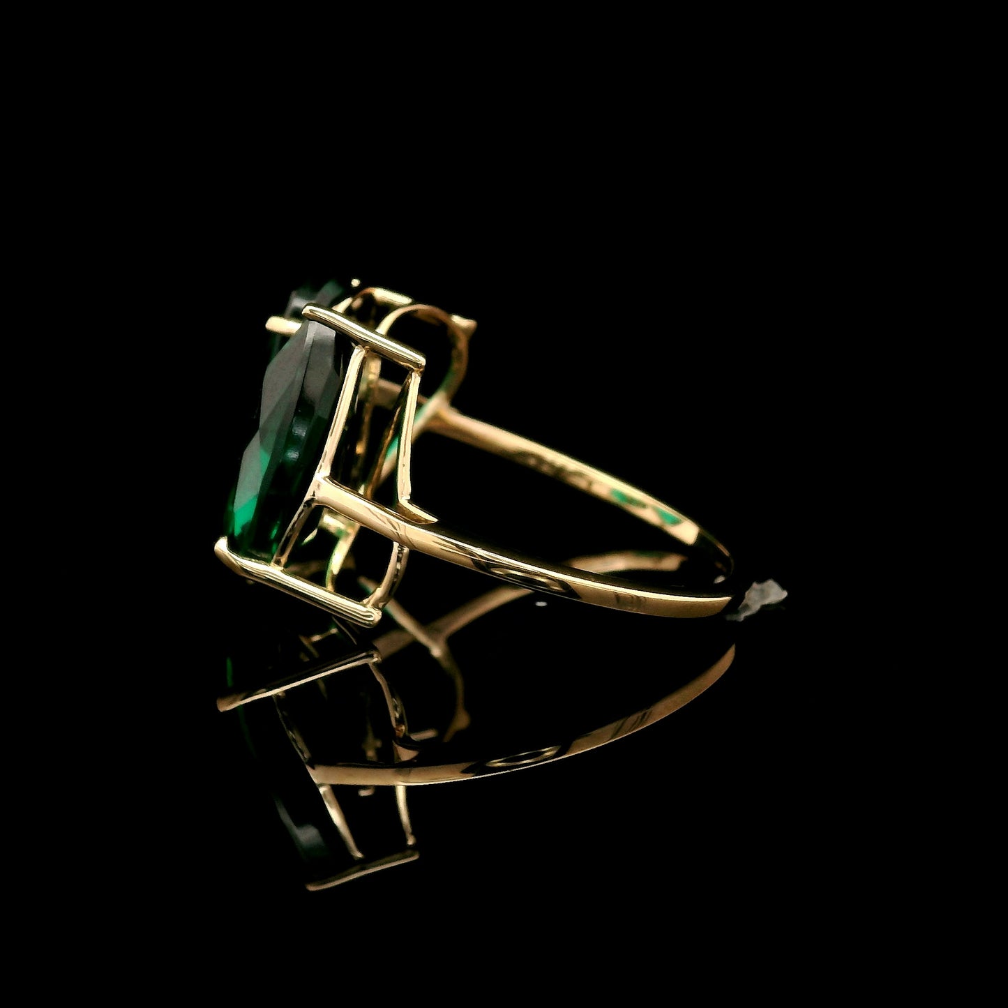 6.20 Ct Pear Mixed Cut Lab Grown Emerald 14K Gold Ring