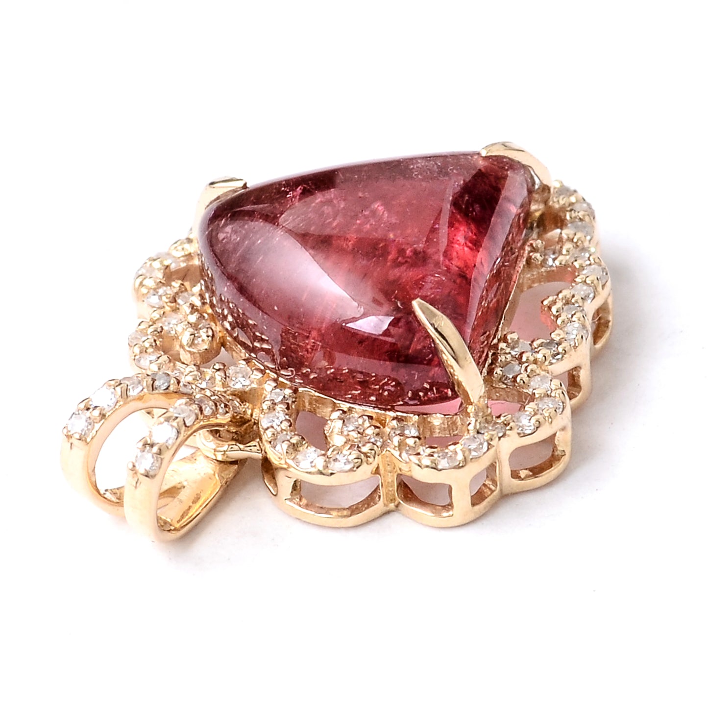 4.07 Ct Fancy Cabochon Natural Tourmaline 14K Gold Pendant