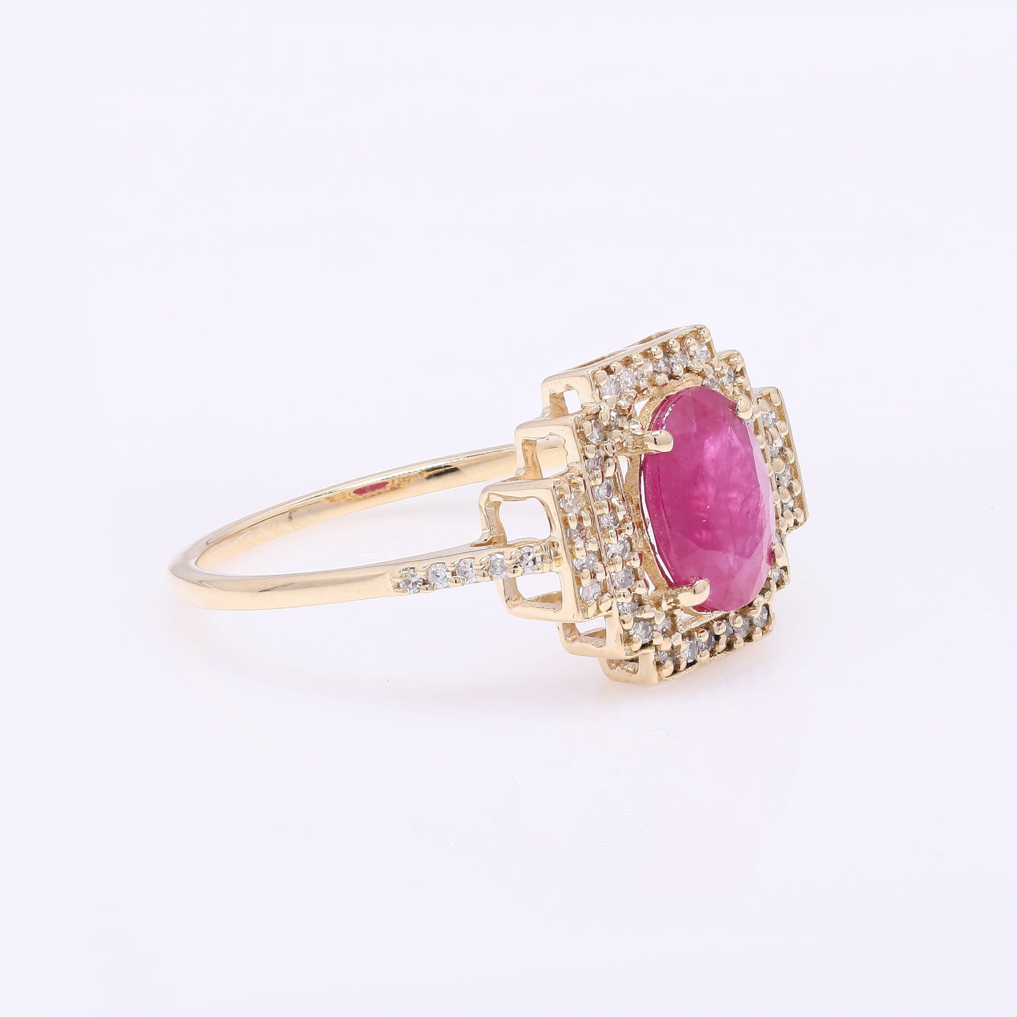 1.50 Ct Oval Mixed Cut Natural Corundum Ruby 14K Gold Ring