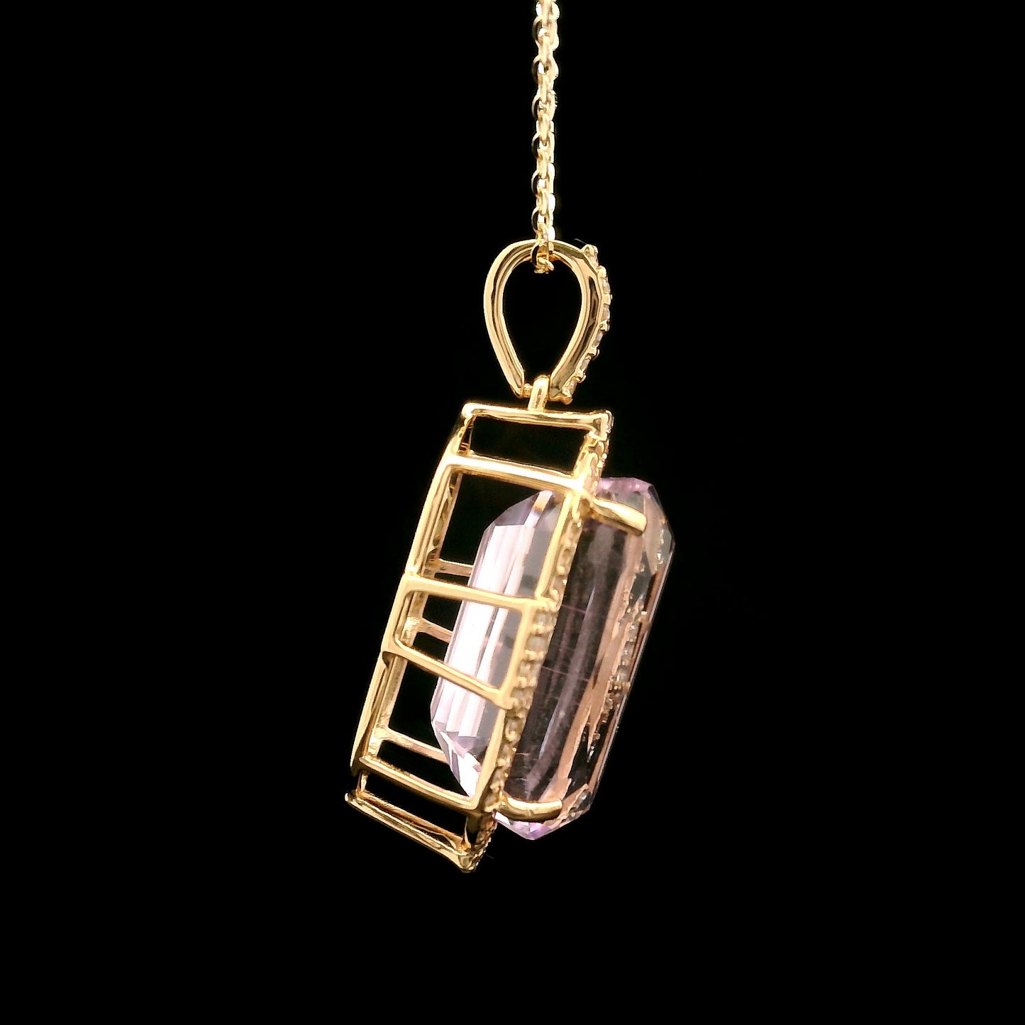 8.34 Ct Cushion Kunzite 14K Gold Pendant