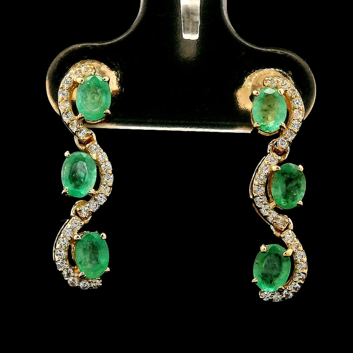 1.36 Ct Oval Emerald 14K Gold Earrings