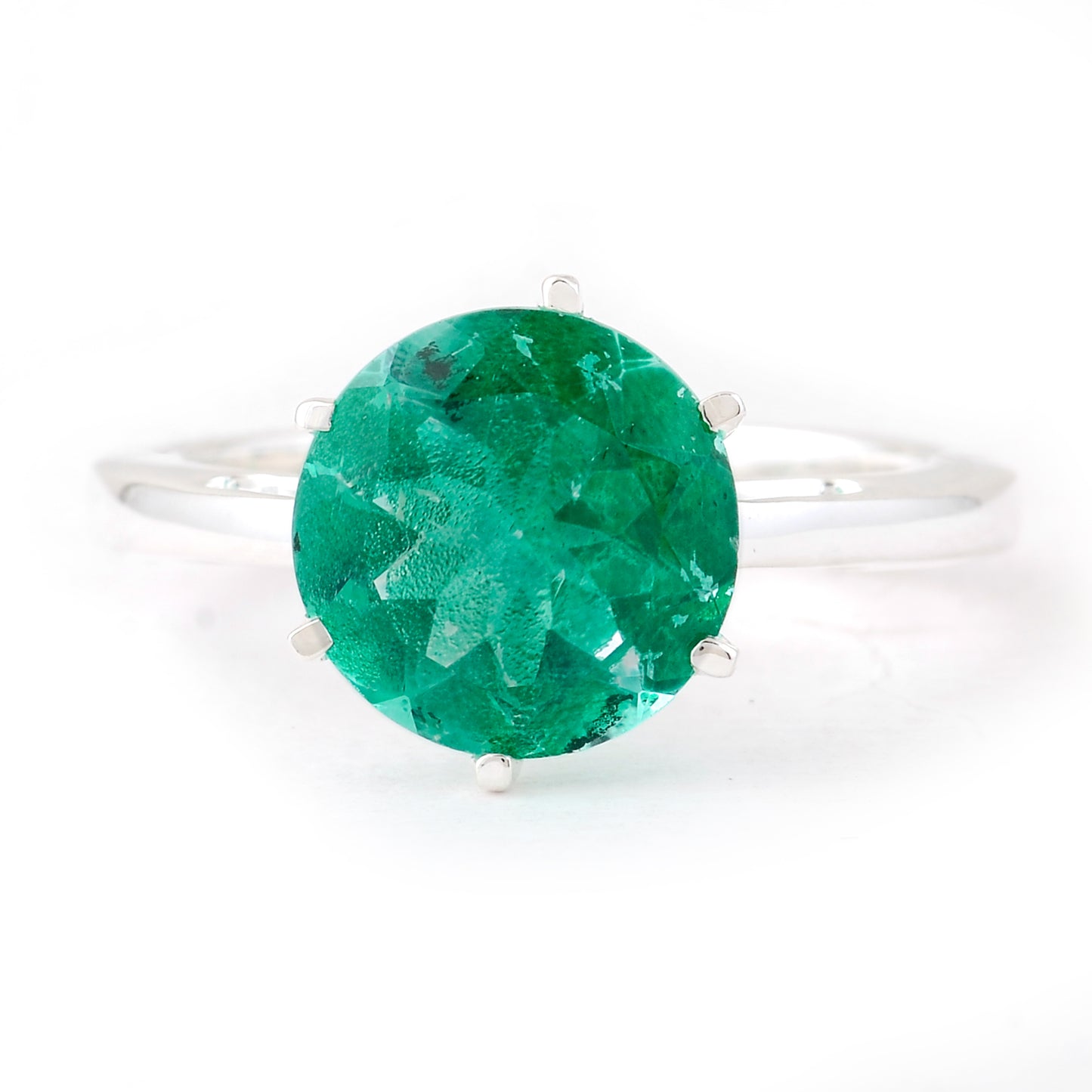 4.25 Ct Round Green Topaz 925 Sterling Silver Ring