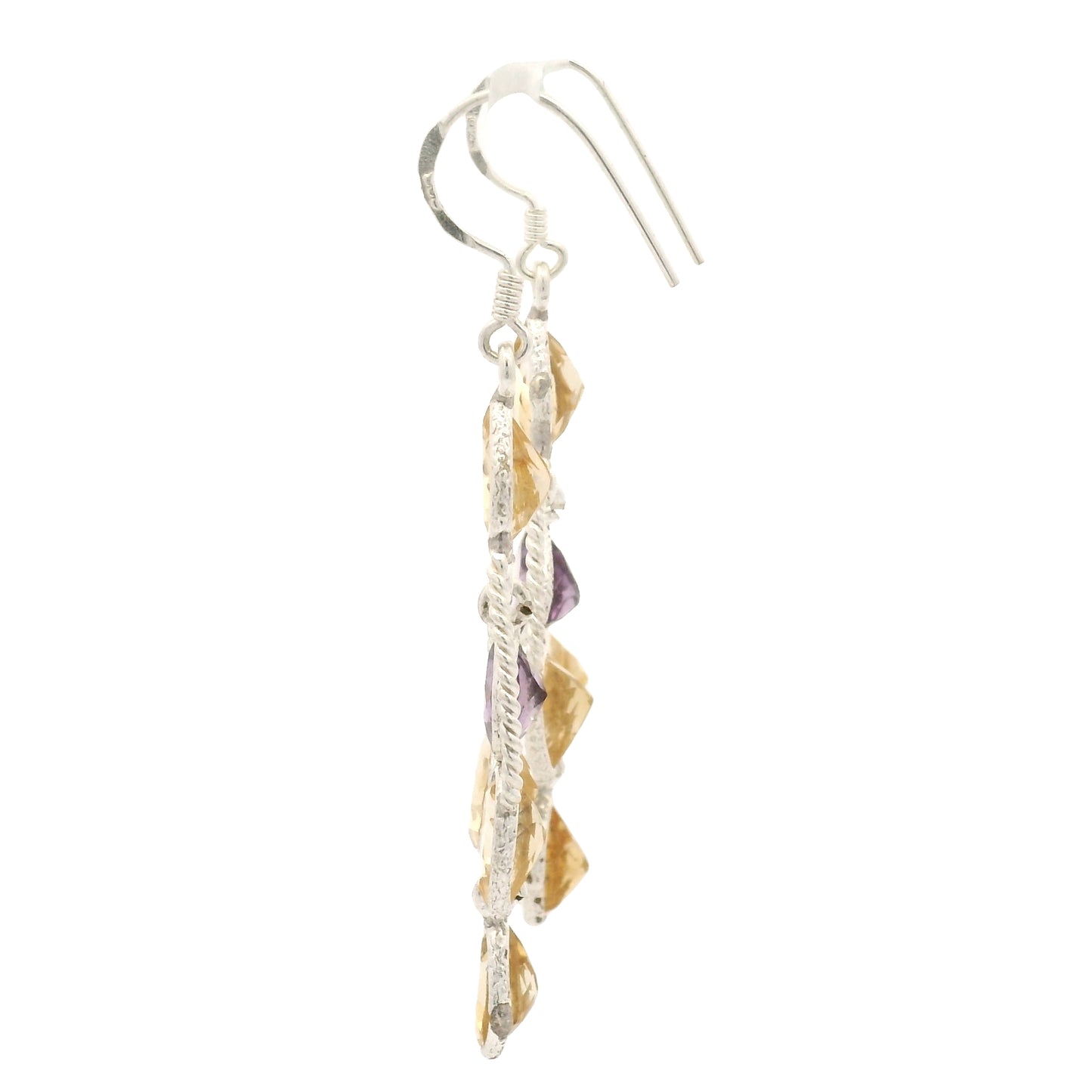 11.45 Ct Amethyst, Citrine 925 Sterling Silver Earrings