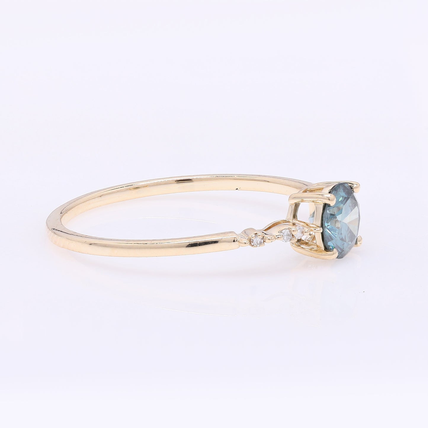 0.52 Ct Round Blue Diamond 14K Gold Ring
