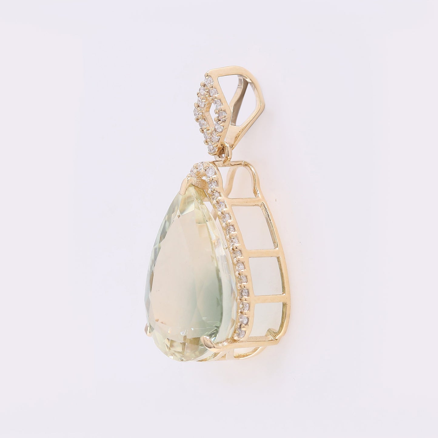 5.23 Ct Pear Mixed Cut Natural Sunstone 14K Gold Pendant