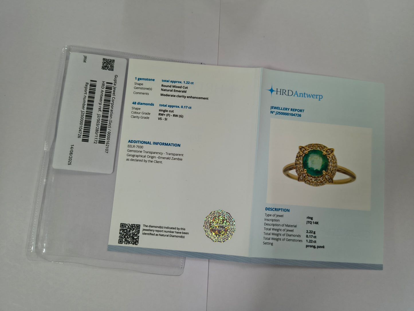 1.39 Ct Round Mixed Cut Natural Emerald 14K Gold Ring