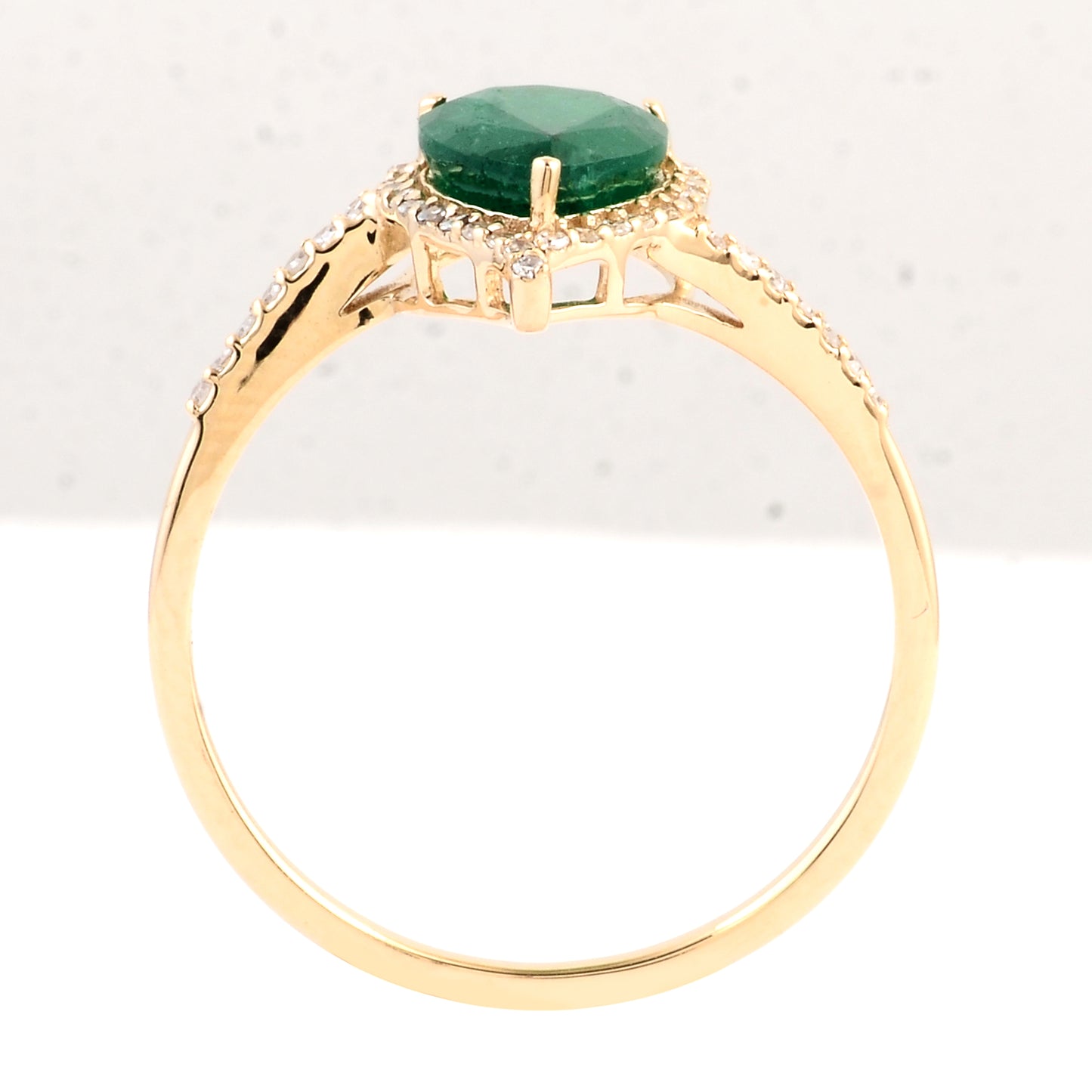 1.31 Ct Pear Mixed Cut Natural Beryl Emerald 14K Gold Ring