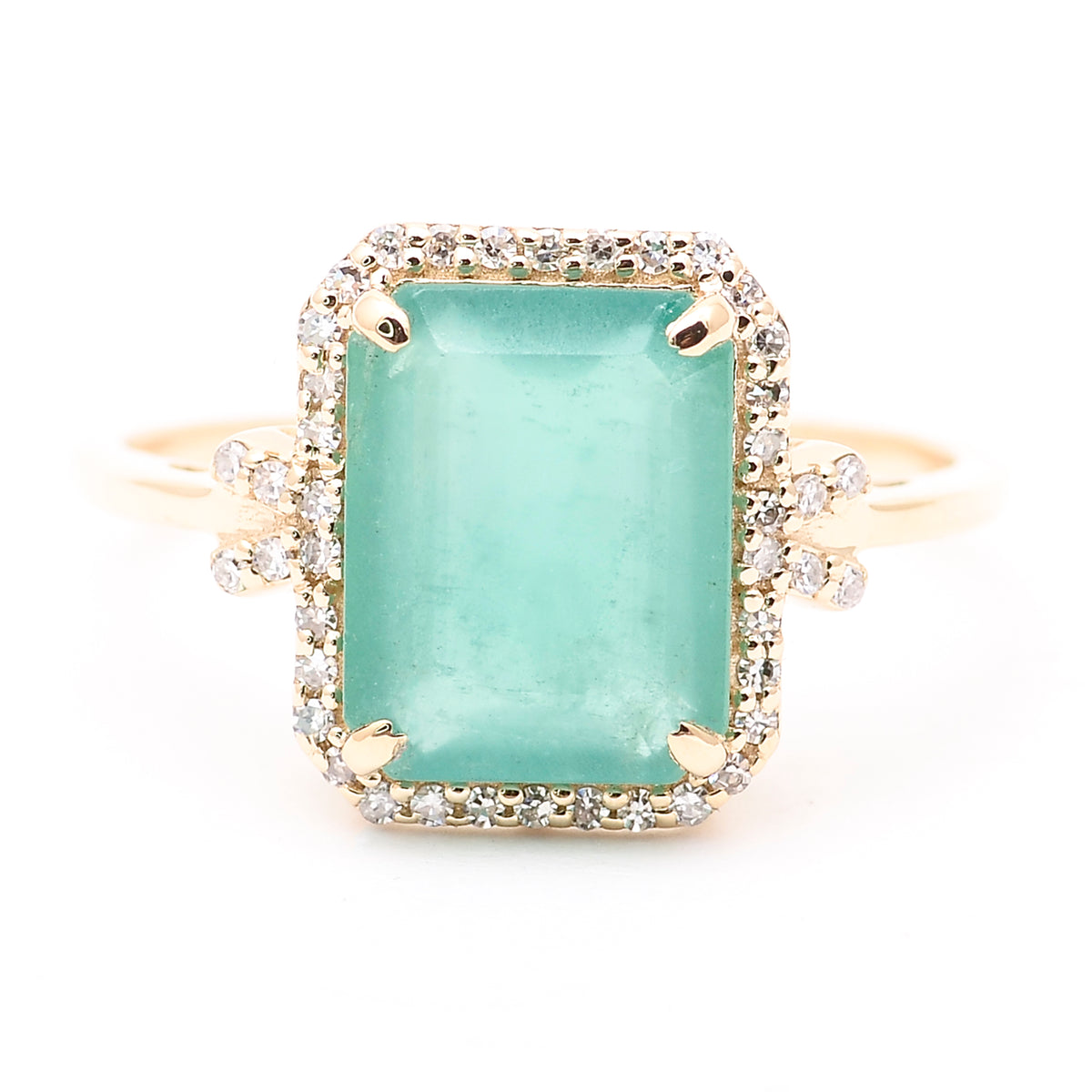 2.71 Ct Octagon Natural Emerald 14K Gold Ring