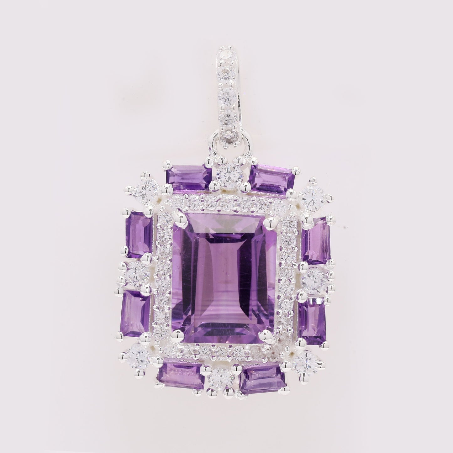 5.41 Ct Octagon Amethyst 925 Silver Pendant