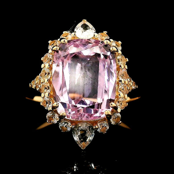 6.08 Ct Cushion Kunzite 14K Gold Ring