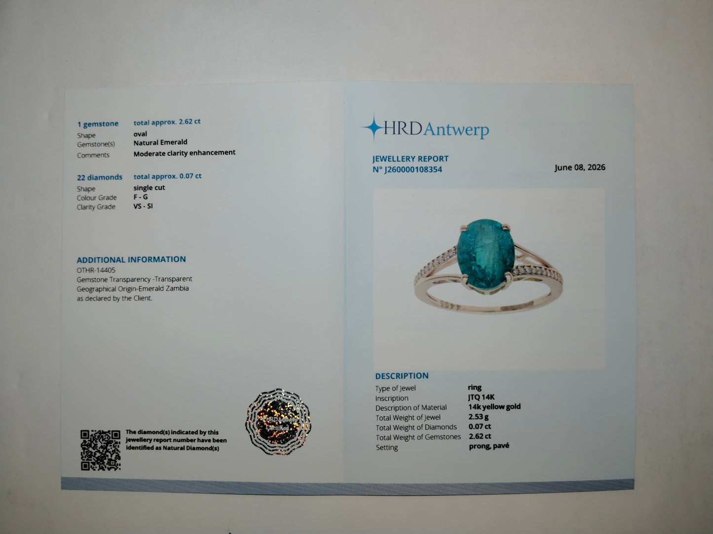 2.69 Ct Oval Mixed Cut Natural Emerald 14K Gold Ring