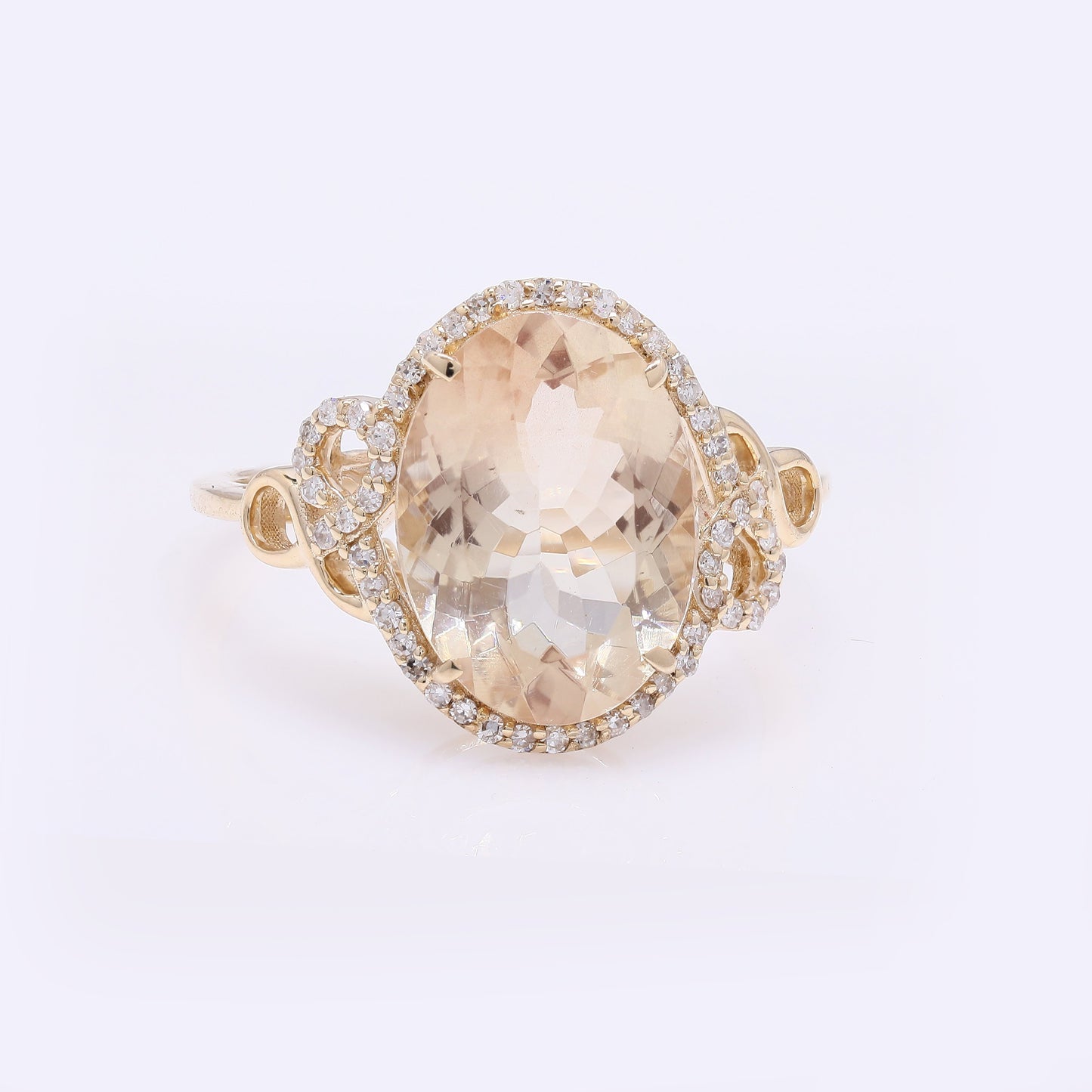 2.77 Ct Oval Mixed Cut Natural Plagioclase Feldspar Sunstone 14K Gold Ring