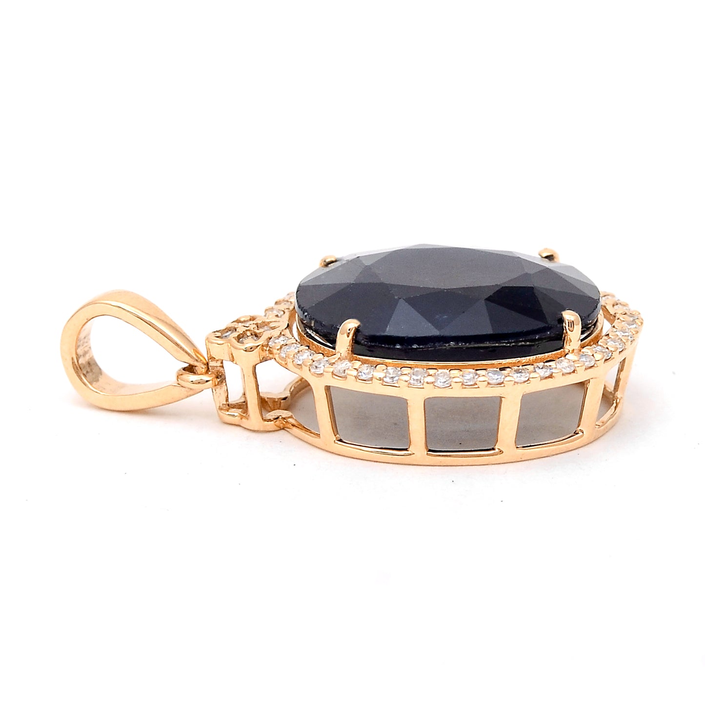 5.80 Ct Oval Mixed Cut Natural Sapphire 14K Gold Pendant