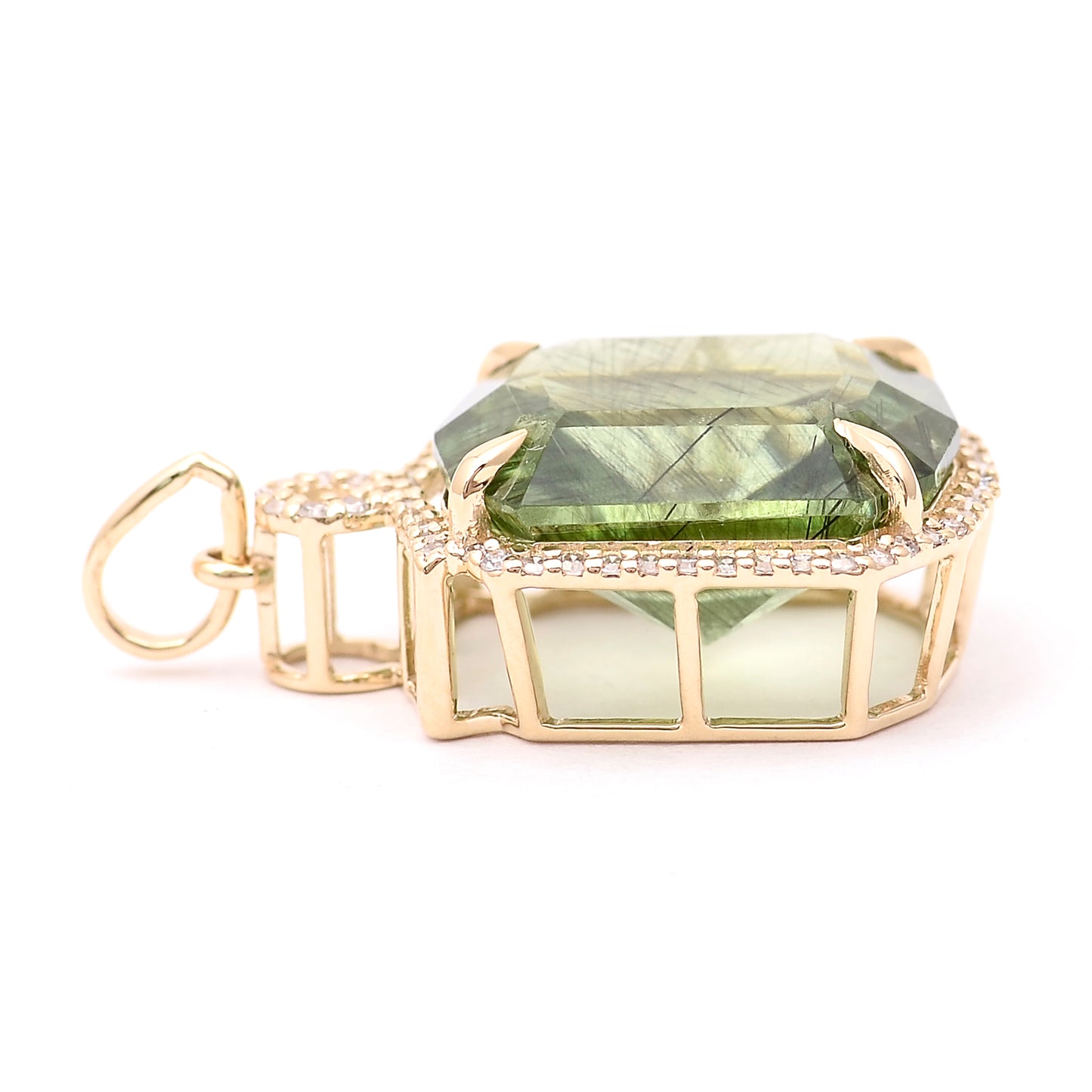 9.90 Ct Octagon Natural Eridot 14K Gold Pendant