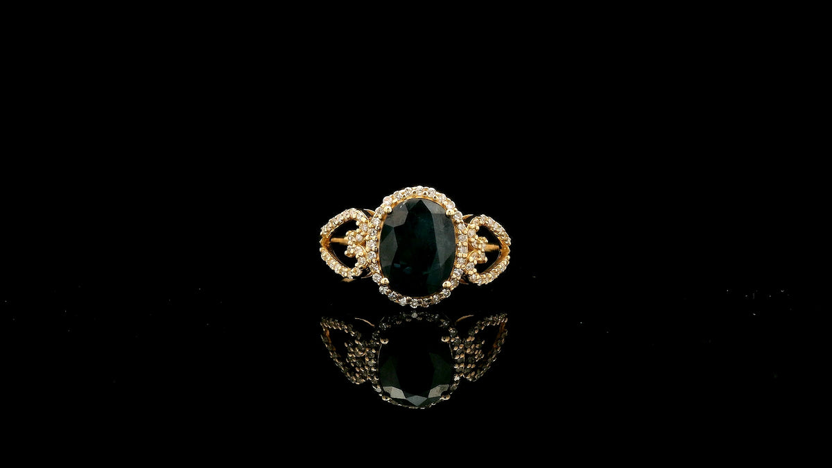 1.98 Ct Oval Natural Sapphire 14K Gold Ring