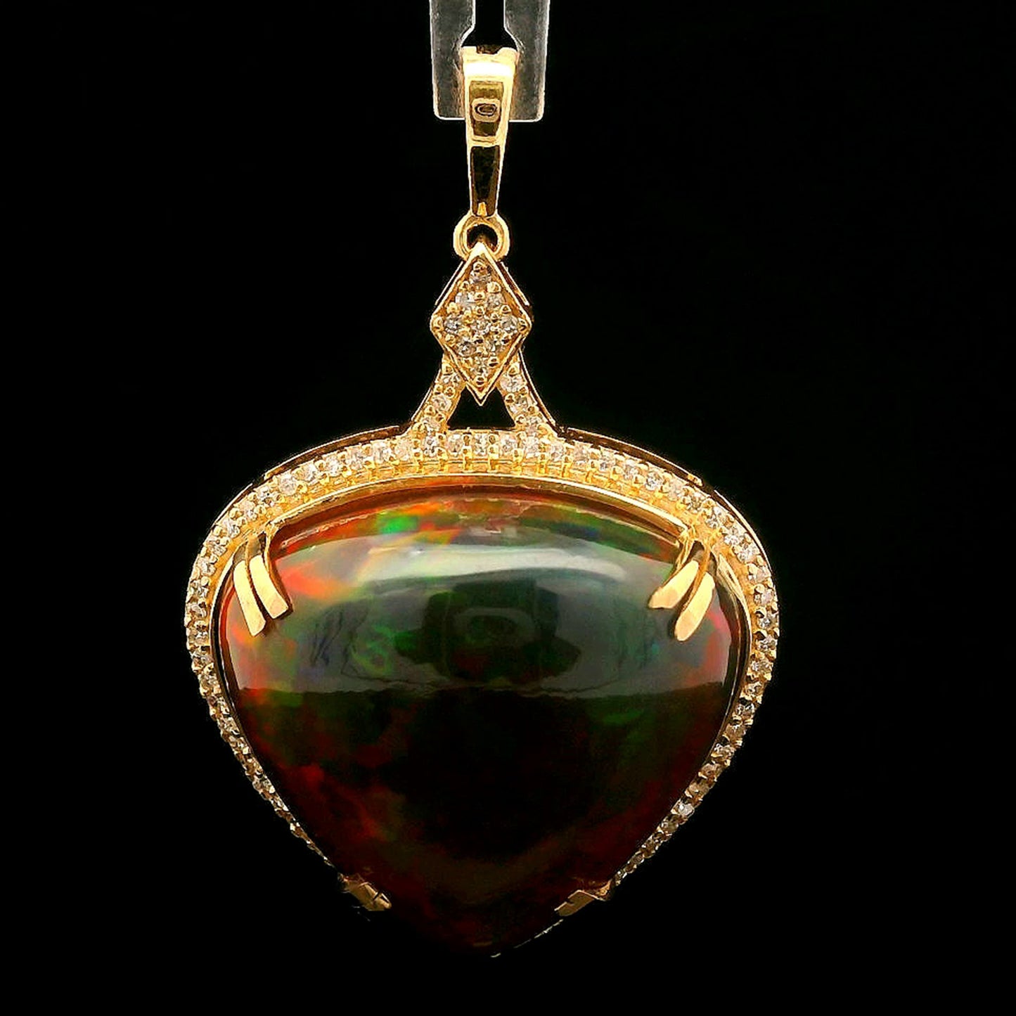 17.45 Ct Pear Cabochon Natural Opal 14K Gold Pendant