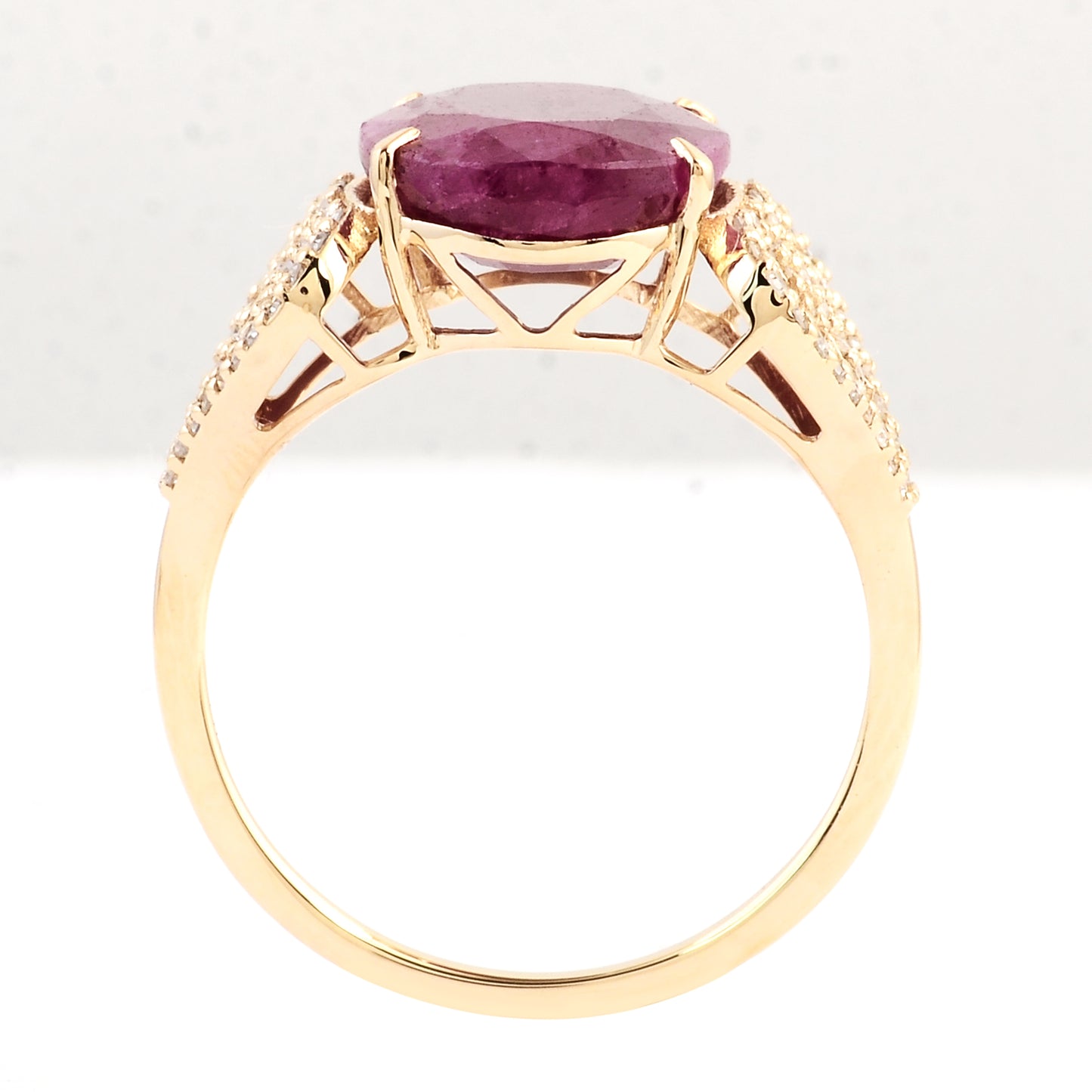 6.72 Ct Oval Mixed Cut Natural Corundum Ruby 14K Gold Ring