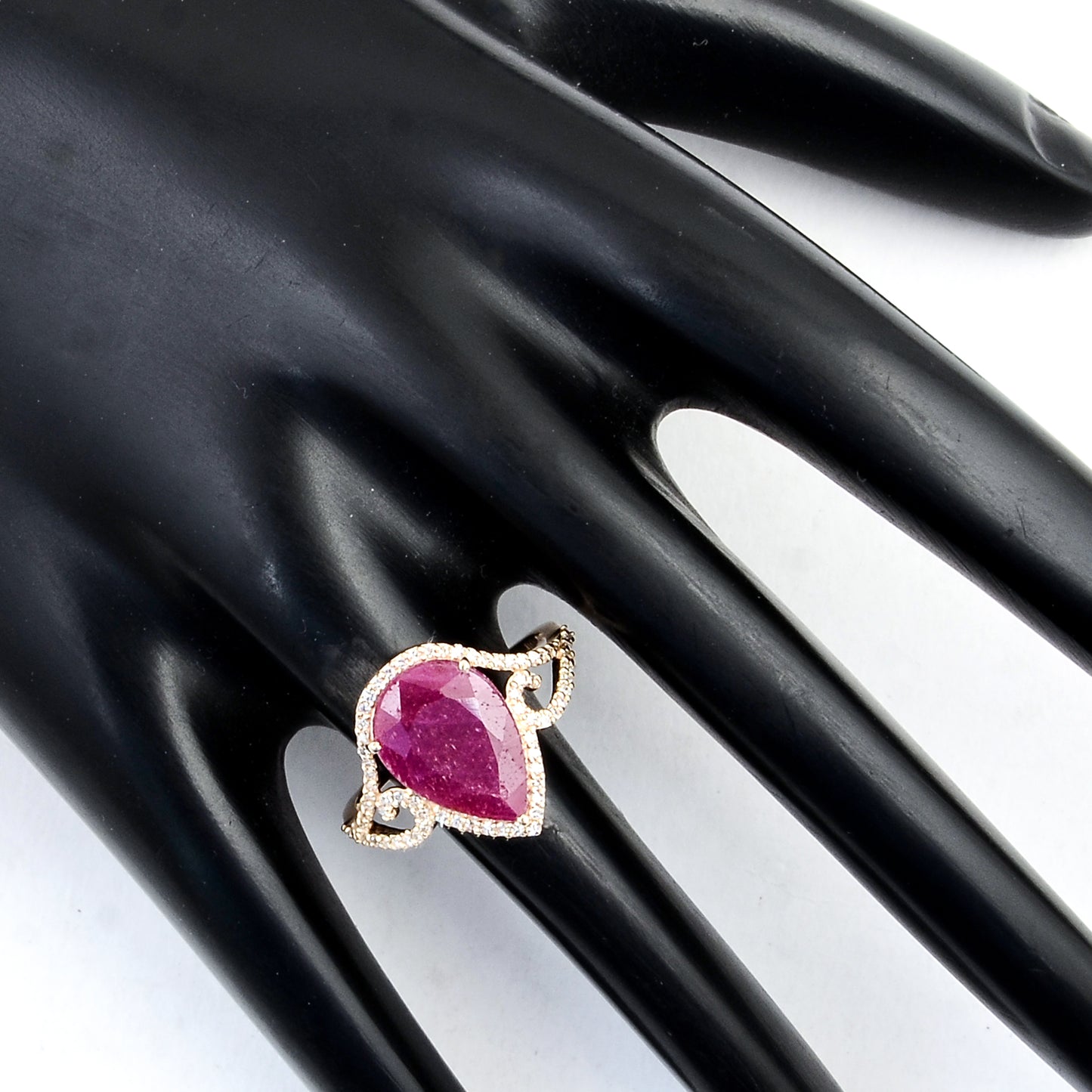 3.08 Ct Pear Mixed Cut Natural Corundum Ruby 14K Gold Ring