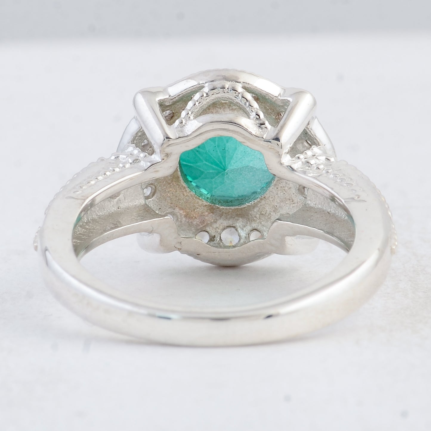 2.95 Ct Round Green Topaz 925 Sterling Silver Ring