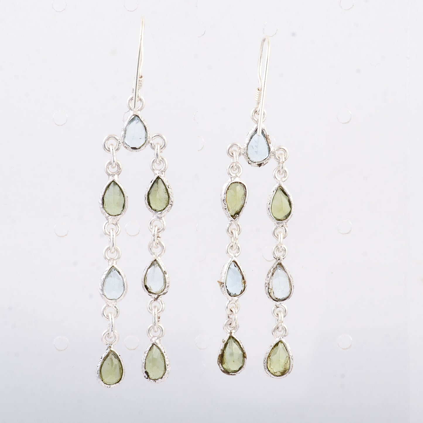 10.43 Ct Peridot, Blue Topaz 925 Sterling Silver Earrings