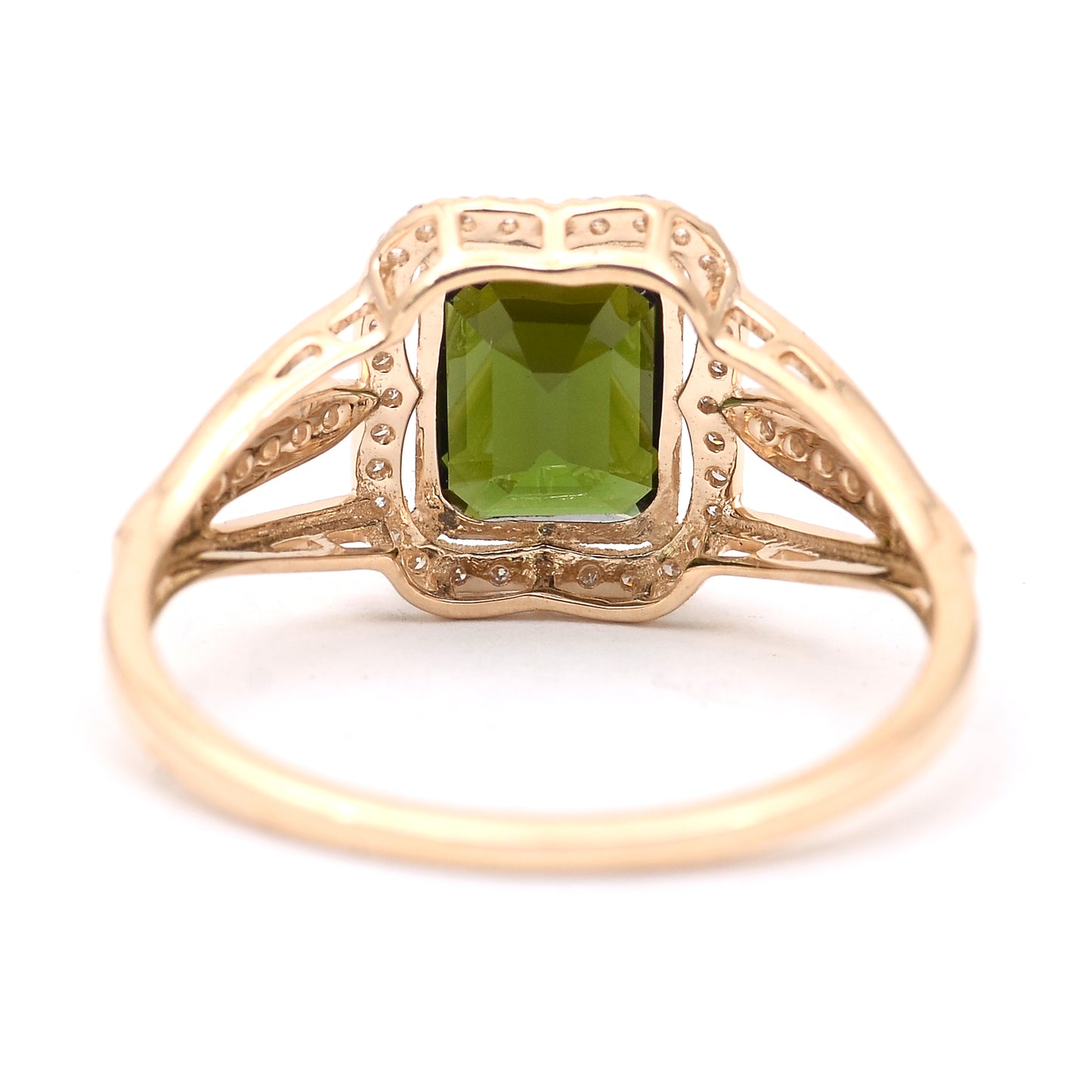 1.48 Ct Octagon Step Cut Natural Tourmaline 14K Gold Ring