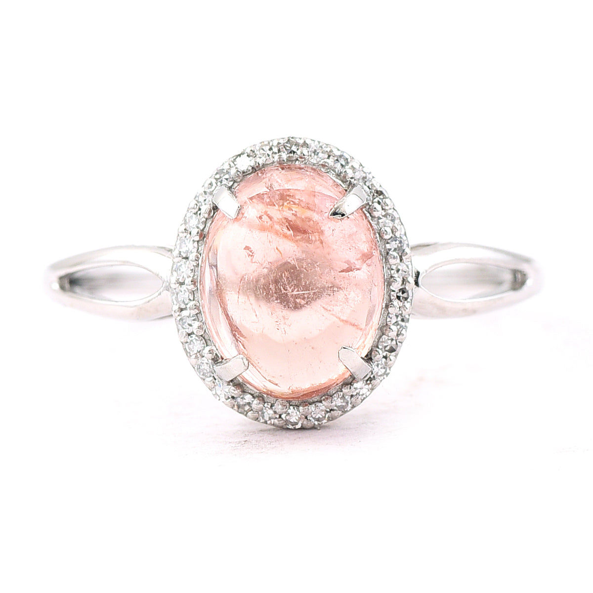 2.24 Ct Oval Cabochon Cut Natural Tourmaline 950 Platinum Ring