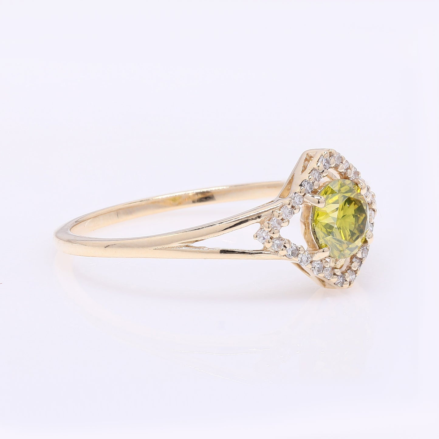 0.53 Ct Round Yellow Diamond 14K Gold Ring