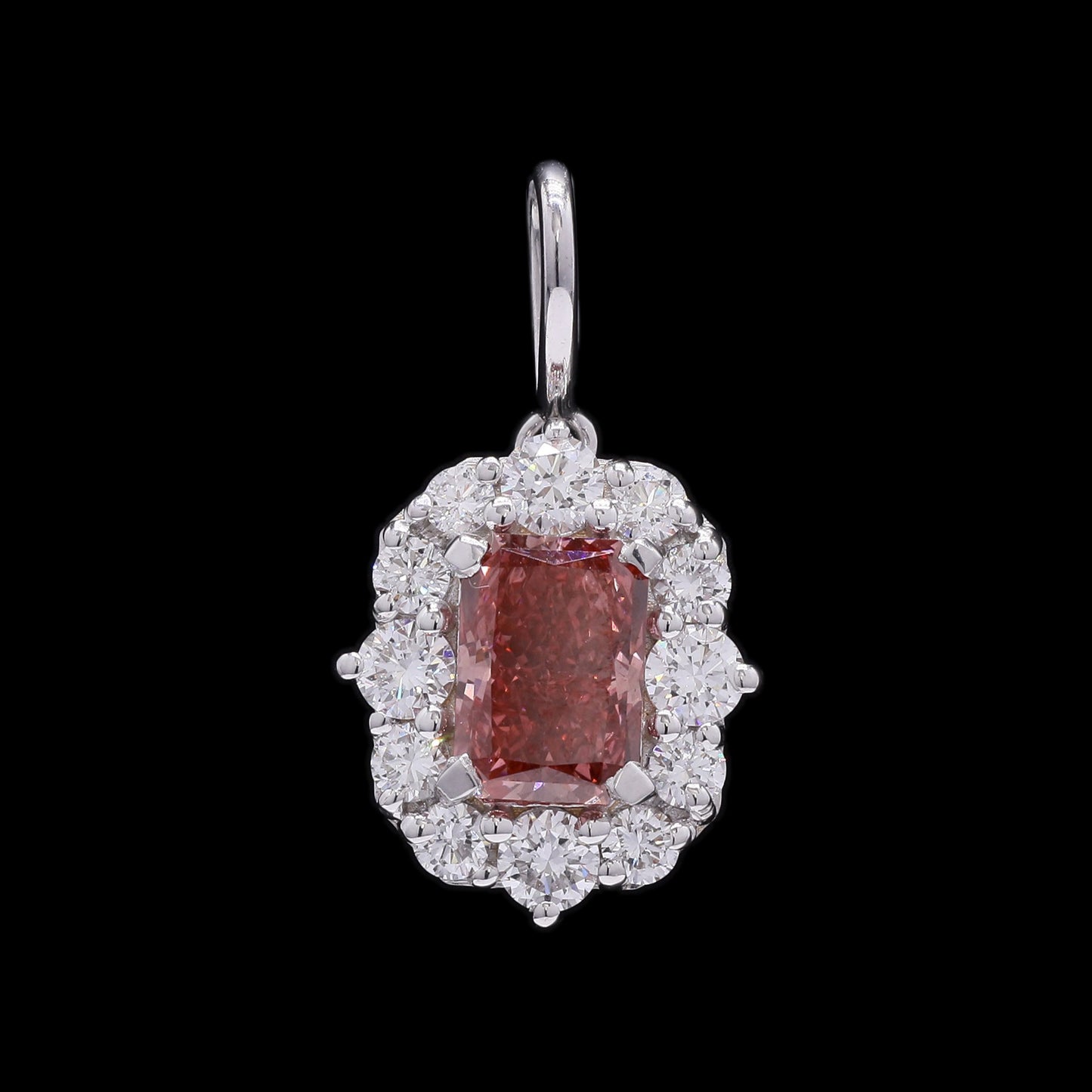 1.56 Carats Fancy Vivid Pink Lab Grown Diamond 14K Gold Pendant