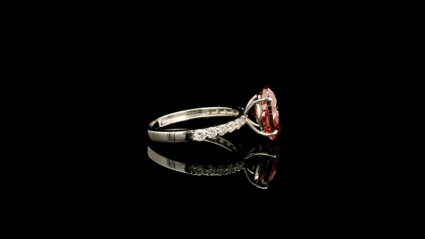 3.44 Carats Pink Lab Grown Diamond 14K Gold Ring