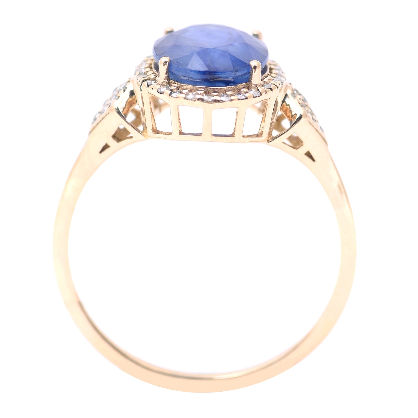3.09 Ct Oval Mixed Cut Natural Sapphire 14K Gold Ring