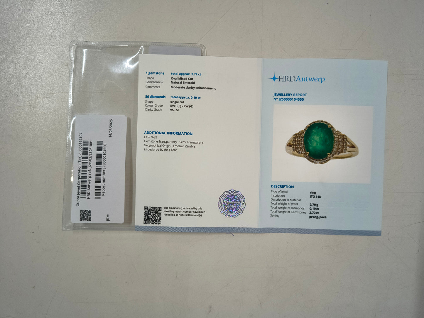 2.91 Ct Oval Mixed Cut Natural Emerald 14K Gold Ring