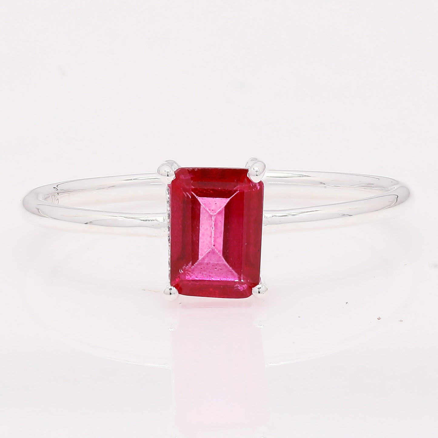 1.04 Ct Octagon Pink Topaz 925 Silver Ring