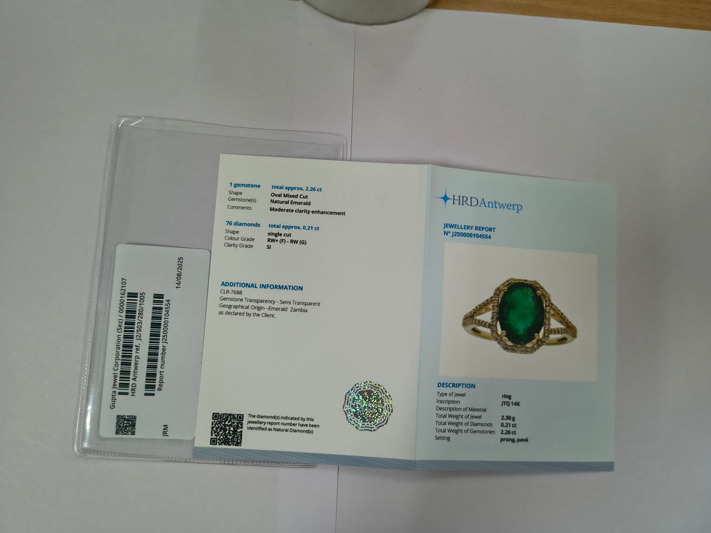 2.47 Ct Oval Mixed Cut Natural Emerald 14K Gold Ring