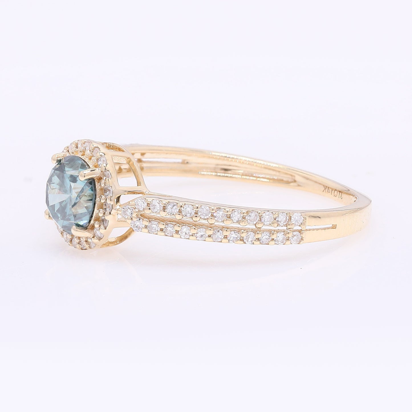 0.80 Ct Round Blue Diamond 14K Gold Ring