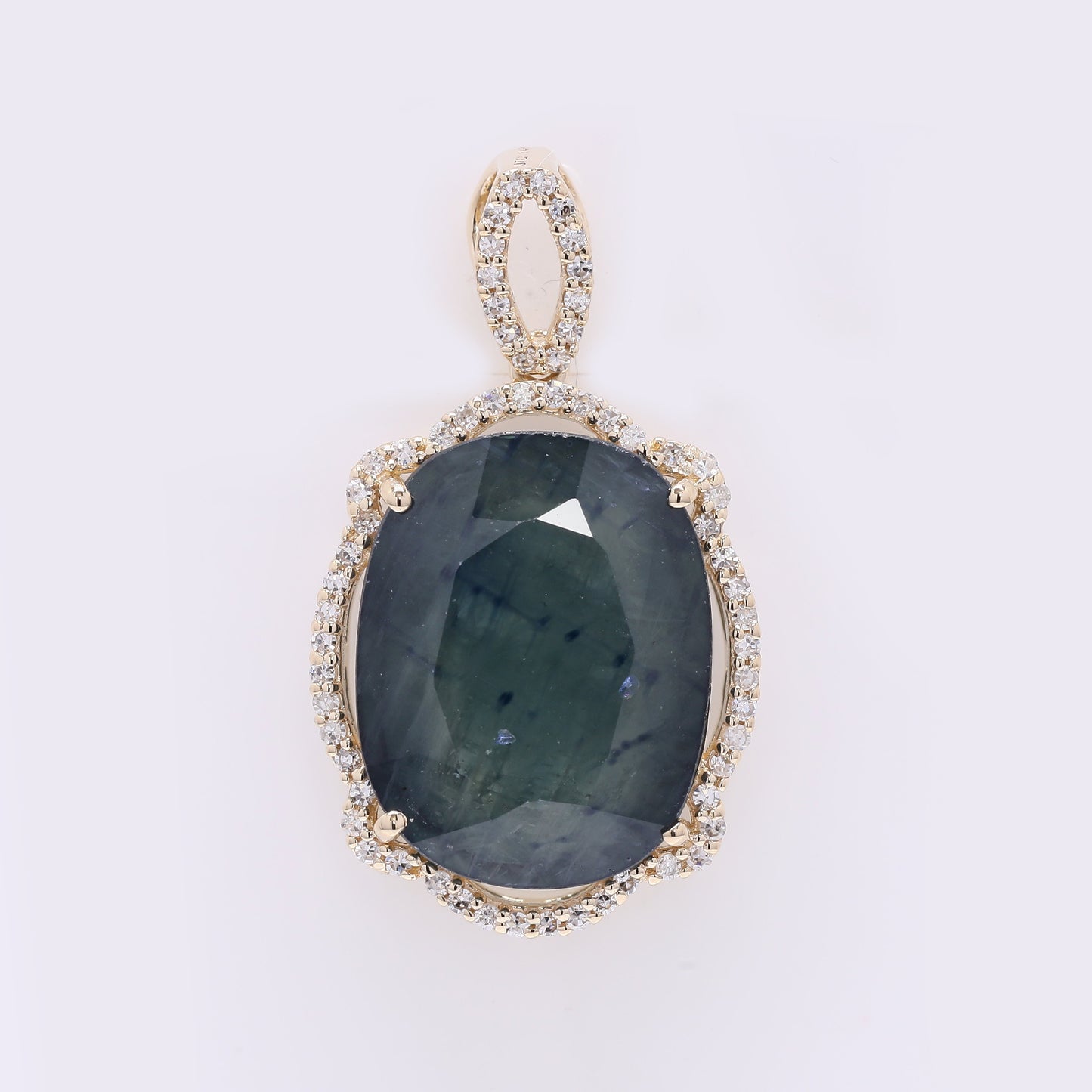 11.13 Ct Cushion Mixed Cut Natural Sapphire 14K Gold Pendant