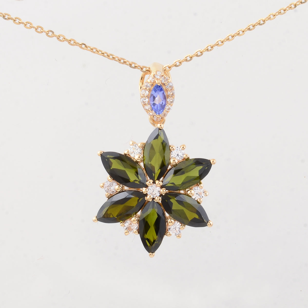 2.42 Ct Marquise Multi Tourmaline 14K Gold Pendant