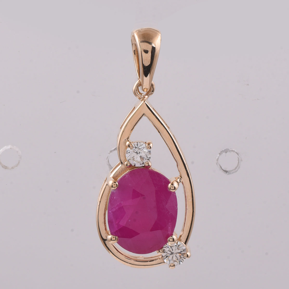 2.68 Ct Oval Natural Ruby 14K Gold Pendant