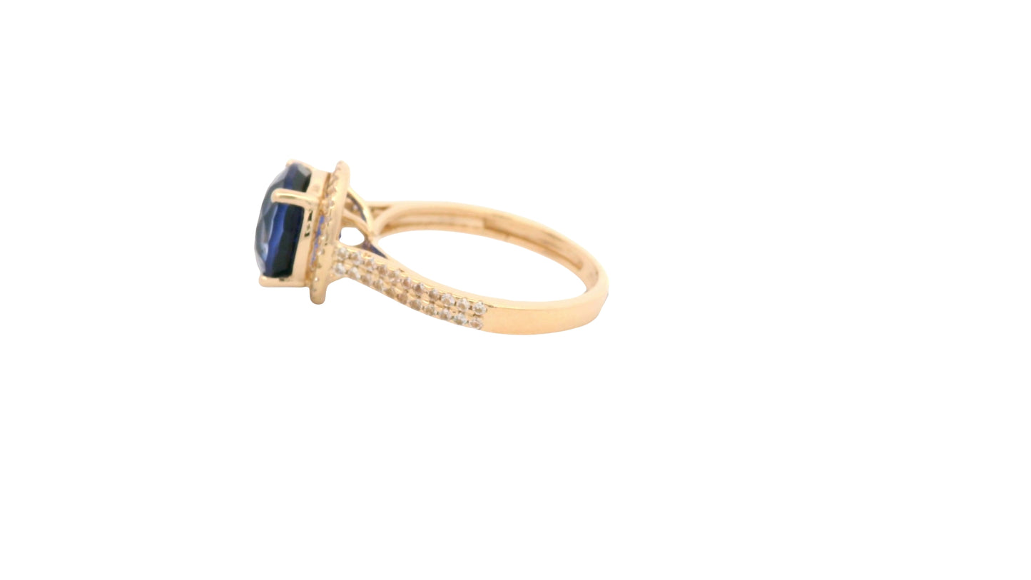 5.50 Ct Round Lab Grown Sapphire 14K Gold Ring